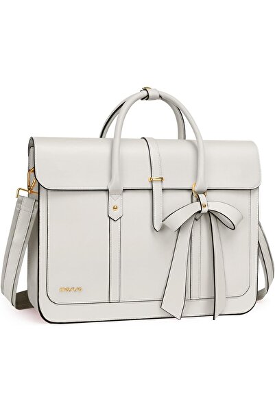 Mosiso Laptop Bag for Women, PU Leather Laptop Shoulder Convertible Backpack, Messenger Casual Handb