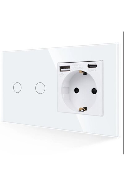 Bingoelec Intrerupator 4 M (2+2 M) 2 butoane cap-scara/cap-cruce cu priza Shu...