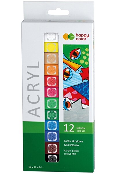 HAPPY COLOR Culori acrilice, set 12 culori x 12 ml,