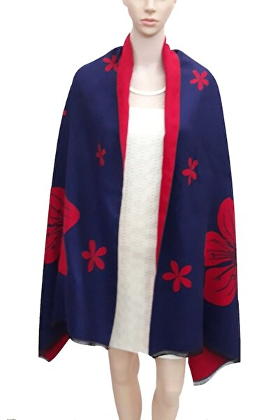 L-line fashion Sal dama, cu doua fete, bleumarin inchis-rosu, model floral