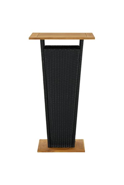 vidaxl Bar Table Black 60x60x110 cm Poly Rattan and Solid Acacia Wood