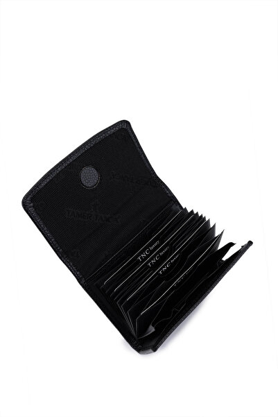 Tamer Tanca Unisex Genuine Leather Black Caviar Card Holder