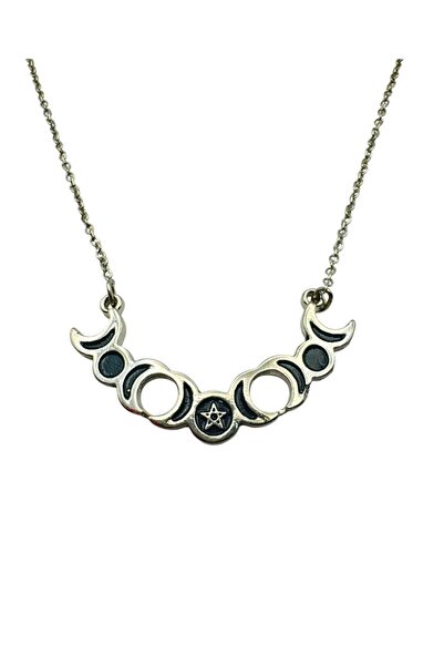 Herşey Nota قلادة يونيسكس بتصميم إلهة القمر الثلاثي والنجمة الخماسية الشمسية ...