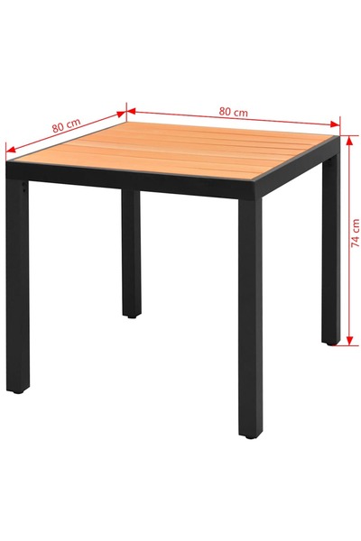 vidaxl Garden Table Brown 80x80x74 cm Aluminium and WPC