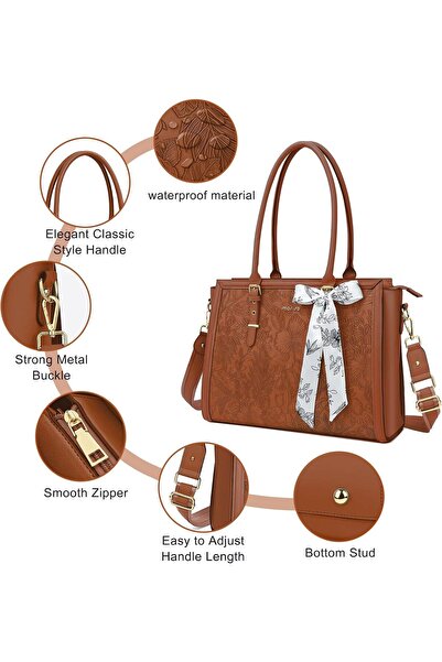 Mosiso حقيبة كمبيوتر محمول للنساء، حقيبة حمل من جلد البولي يوريثان، حقيبة كمبيوتر منقوشة من الأمام على شكل زهرة الكركديه مع سي