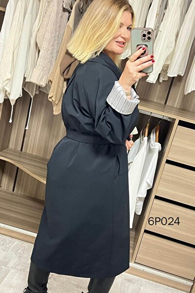 İnce Topuk Prive Series Button Detail Cotton Trench Coat 6P024