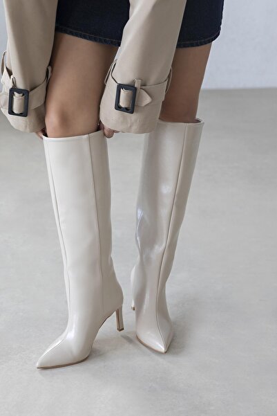 STRASWANS Judd Women's Wrinkled Leather Boots Beige