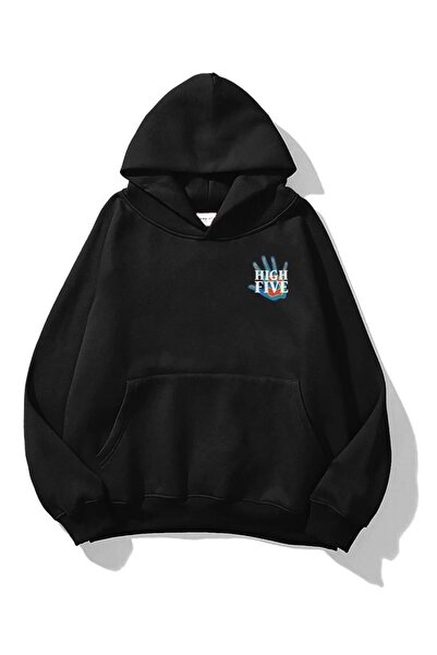 Le Savu cu imprimeu Culoare neagră cu glugă Swea tricou