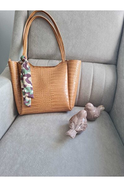 YMZBAG Geantă de mână și de umăr TABA pentru femei, cu fermoar și închidere cu capse, cu eșarfă de crocodil