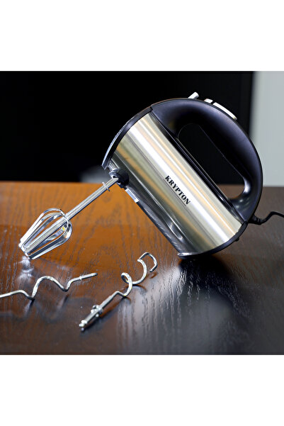 KRYPTON Stainless Steel Hand Mixer – 5-Speed, 250W Motor with Beaters & Dough Hooks, Easy Eject, Turbo Mode
