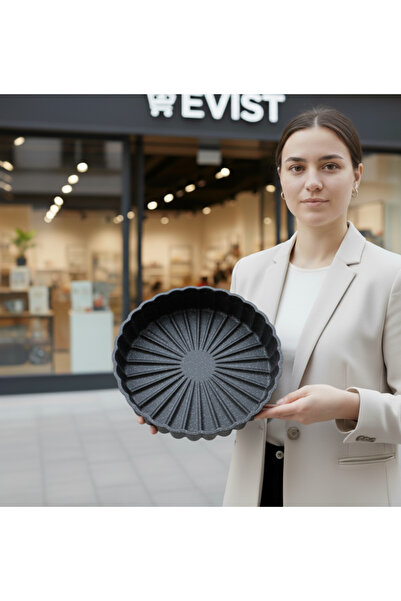EVİST 26 cm Black Cast Iron Tart & Cake Pan – Non-Stick, Durable, and Stylish...
