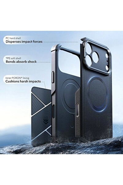 Optim Solution Θήκη MagSafe με αντικραδασμική προστασία και βάση στήριξης, πολυανθρακικό, μαύρη, για iPhone 17 Pro