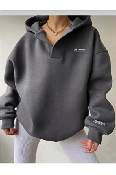 NO 601 سويت شيرت نسائي بغطاء للرأس مطبوع عليه Los Angeles Smoked