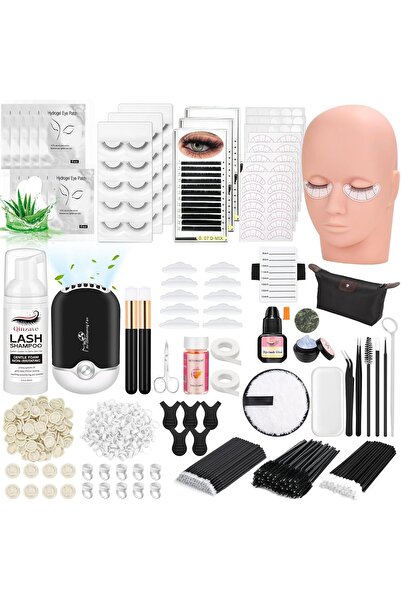 Ma'na مجموعة رموش لتمديد الرموش للمبتدئين، مجموعة تدريب مع غراء الرموش، برايمر، ملقط غسيل رغوي