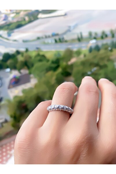 VEGALUXE Steel Zircon Stone Ring Silver Color Adjustable According to the Finger. Does Not Tarnish.