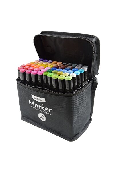Bibilel Kids Set of 60 Double Markers, Alcohol-Based, Waterproof Bag Included, Numbered Colors