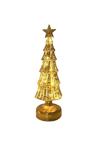 OEM Christmas Decoration, Tree Model with Star, Glass, Lights, 3 AA Batteries, 31.5 x 9 cm,
