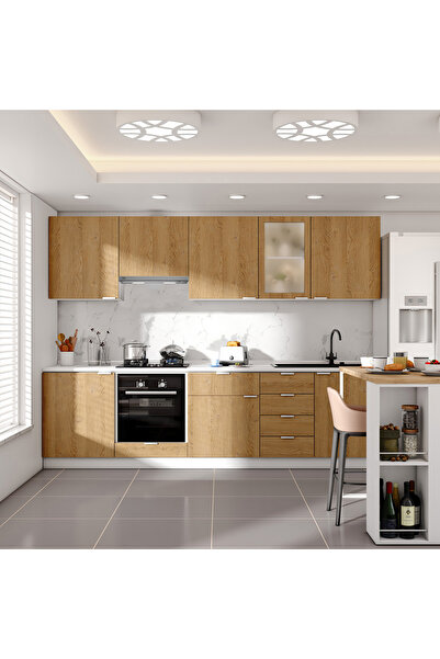 DEKOREX Alba Serisi 285 Cm. Aspiratör Ve Fırın Modüllü Hazır Mutfak Al-285asp