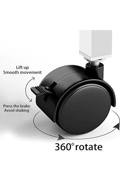 Un Table with wooden top and lower shelves, adjustable height and strong wheels 85 x 60 cm black
