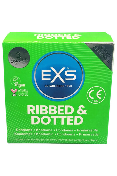 EXS Set 3 prezervative latex cu puncte si nervuri