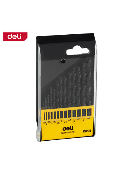 Deli Professional HSS Drill Bit Set - 13PC (1.5-6.5mm) High-Speed Steel Bits for Metal/Wood/Plastic