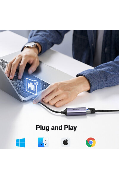 Ugreen Adapter Internet USB-C to RJ45 Ugreen, 1000Mbps, Gray