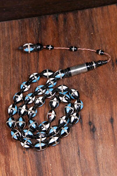 TESBİHKENTİ Mărgele de rugăciune din piatră albastră cu granulație mare, comb...