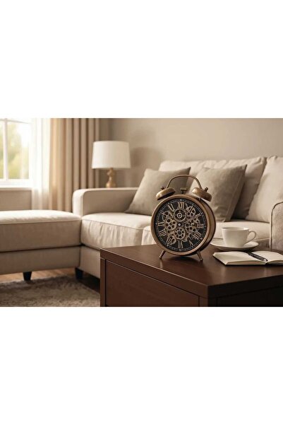 PELLE DESİGN Çarklı Masa Saati Metal Kasa