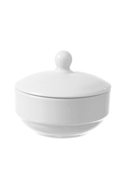 HENDI Sugar Bowl with Lid Fine Dine Bianco - Diameter 100x(H)85 mm, White Por...