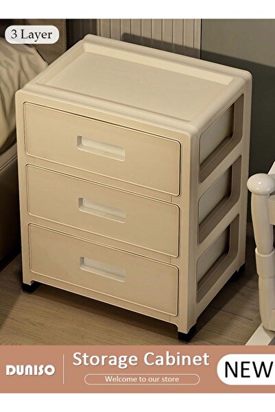 fun zone خزانة تخزين DUNISO ذات الأدراج ثلاثية الطبقات مع عجلات