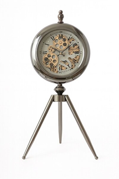 PELLE DESİGN Çarklı Masa Saati Metal Kasa