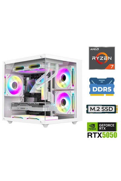 XASER Elite X60 Ryzen 7 7800X3D 32GB DDR5 Ram 1TB M.2 NVMe SSD 8GB RTX5050 Sı...