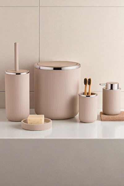 Evsun Home Collection 5 Piece Bathroom Set Striped Model