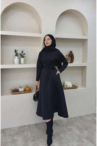lurex moda Scuba Dress with Bell Skirt