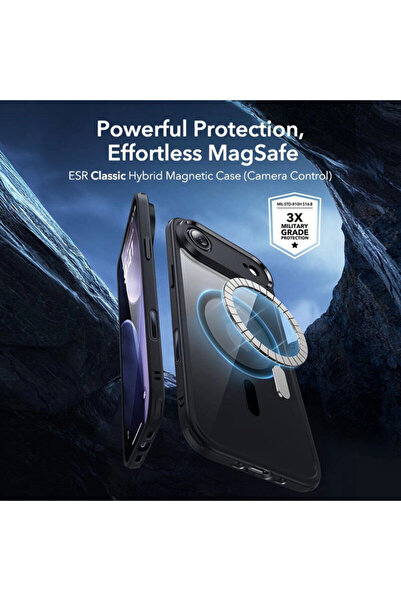 ESR [Pachet 360°] Husa + folie iPhone 17 Air Classic Hybrid HaloLock, negru/transparenta