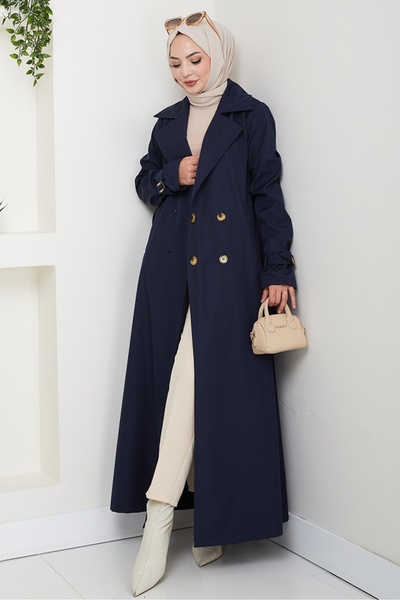 Bestenur Tam Boy Su Geçirmez Trenç 1596 - Lacivert