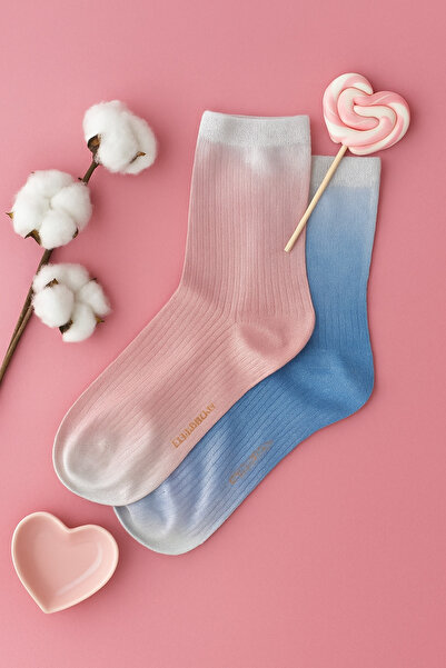 BONY SOCKS Șosete de damă, lucioase, argintii, din 2 piese