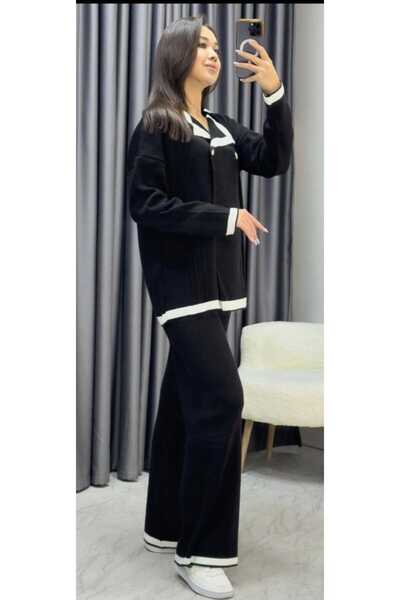 Cemre Life Button Detailed Cardigan Knitwear Bottom Top Set