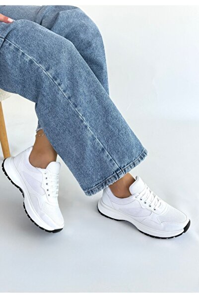 Erbilden Slar White Leather Lace-Up Sneakers