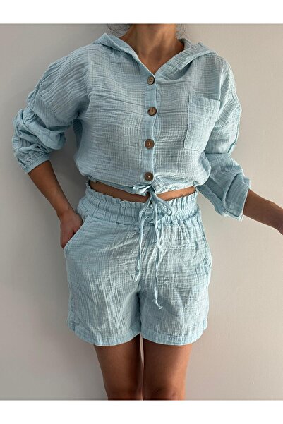 red sable Muslin Shorts and Crop Set