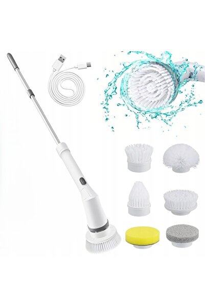 zola Extendable electric cleaning brush, 6 interchangeable heads, 80-110 cm handle, 180° rotation
