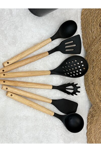 VESTA Concept Natural Bamboo Handle Silicone Kitchen Utensils - Heat Resistant
