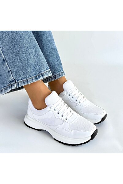 Erbilden Slar White Leather Lace-Up Sneakers