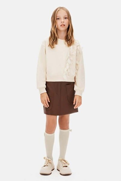 NK Girl's Leather Skirt 8-14 Years Old Brown