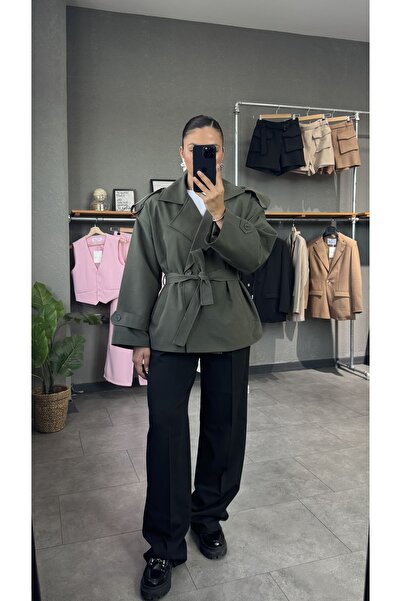 YOUR NAME Vatkalı Kuşaklı Kısa Trençkot