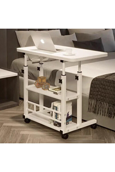 Un Movable laptop table with adjustable height and practical storage shelves