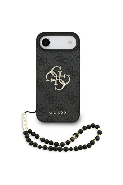 Guess Σκληρή θήκη iPhone 17 Air 4G Classic με λογότυπο και λουράκι, μαύρη