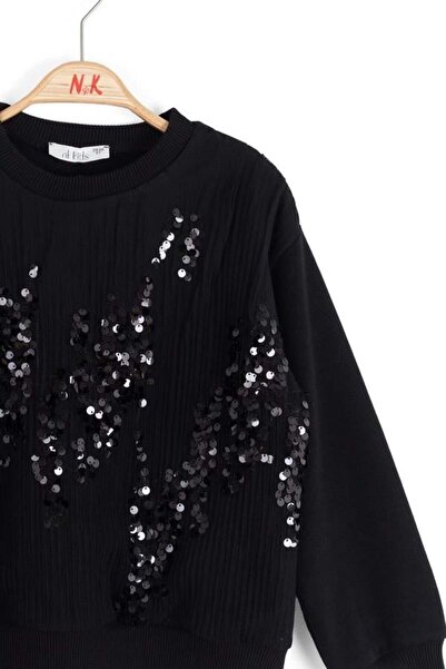 NK Girl's Sequin Sweatshirt 4-8 Years Old Black