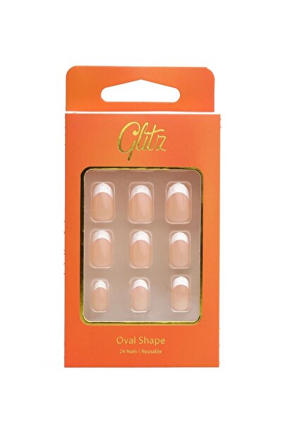 Glitz أظافر صناعية لصق ذاتي اوفال فرينش بينك 14 من جليتز