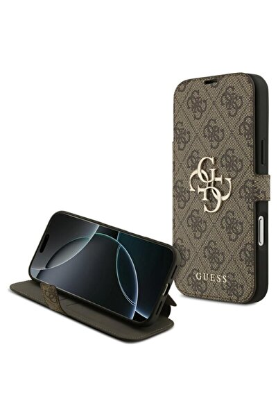 Guess Връхна карта на iPhone 17 Pro Book 4G Метално лого, маро